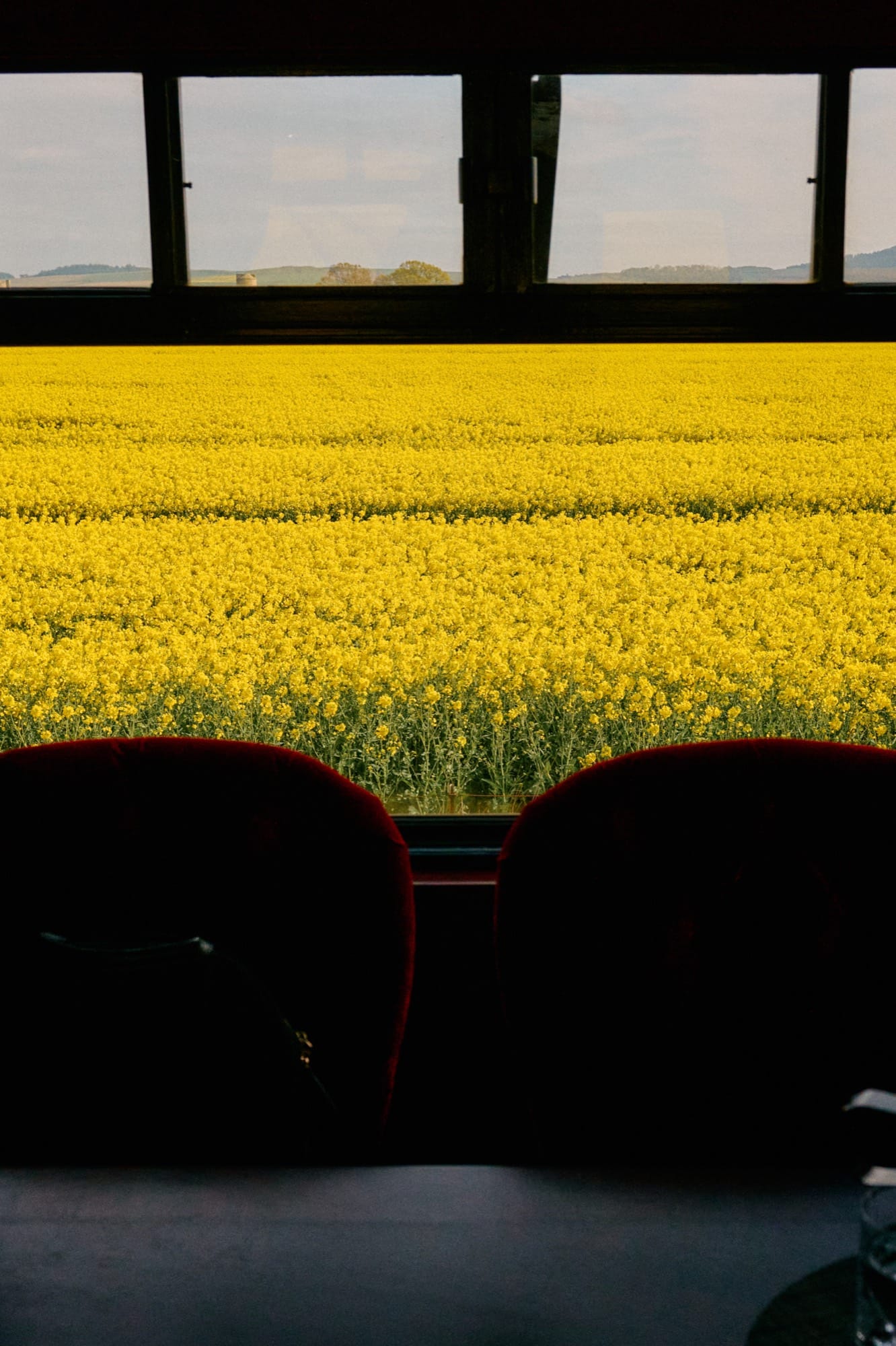 The Observation Car aboard Royal Scotsman — the open-air veranda and the lounge looking out onto the Scottish countryside in motion.