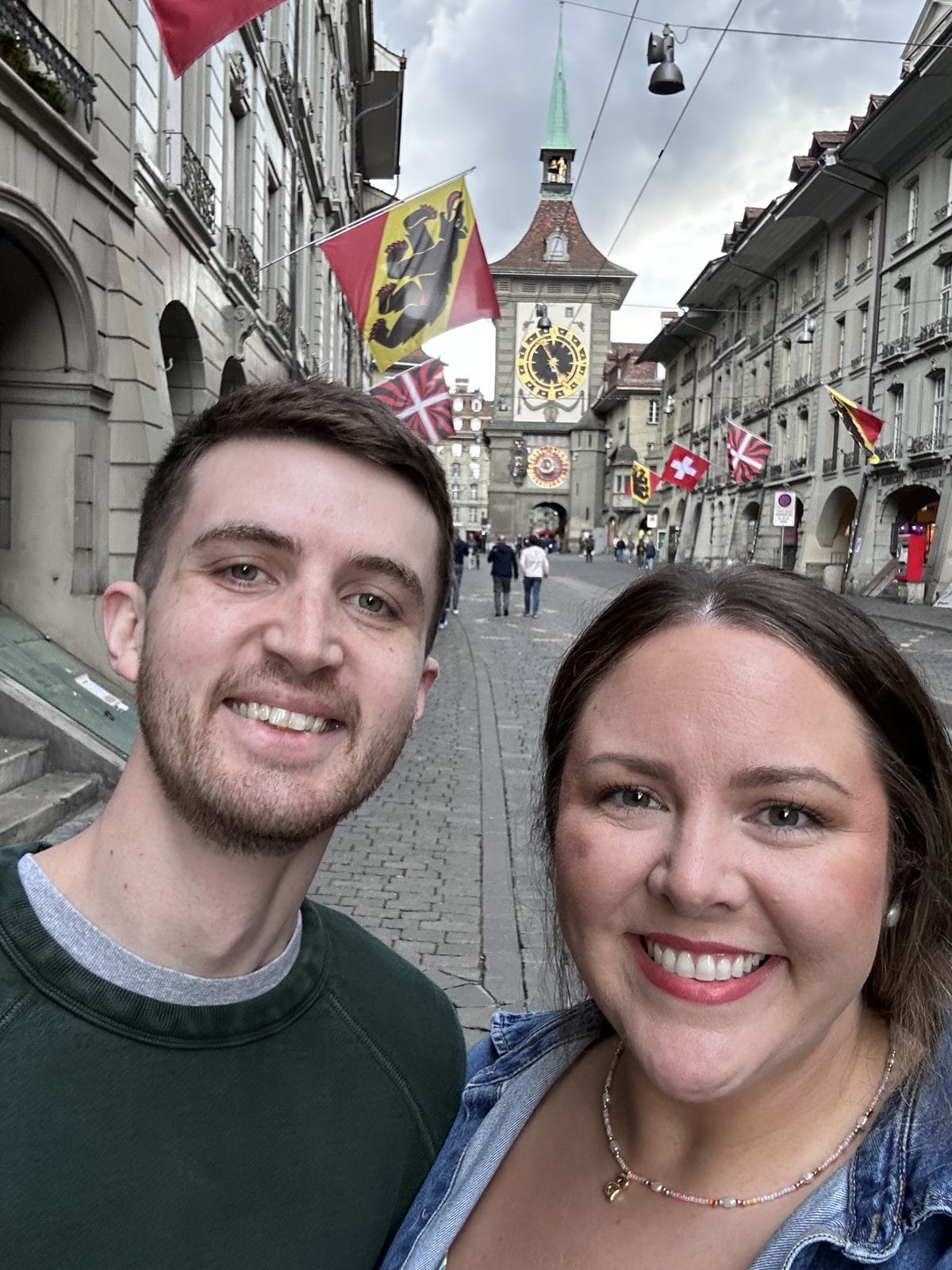 Bonnie and Shelby in the arcaded streets of Bern.