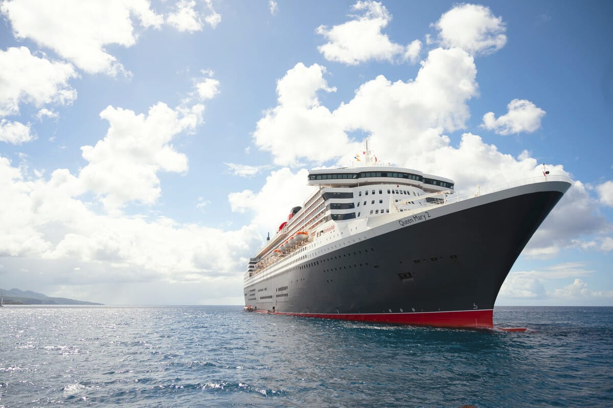 Queen Mary 2 underway — the world's only ocean liner running the transatlantic route on schedule.