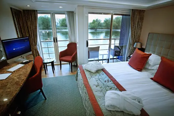 AmaReina Twin Balcony Stateroom — AmaWaterways' signature cabin.