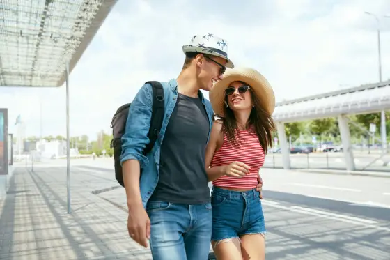 A couple on a honeymoon — the kind of trip a clear planning timeline makes possible.
