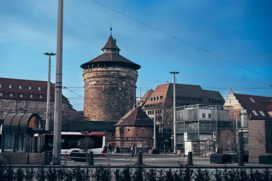 The medieval castle and red-roofed old town of Nuremberg, Germany
