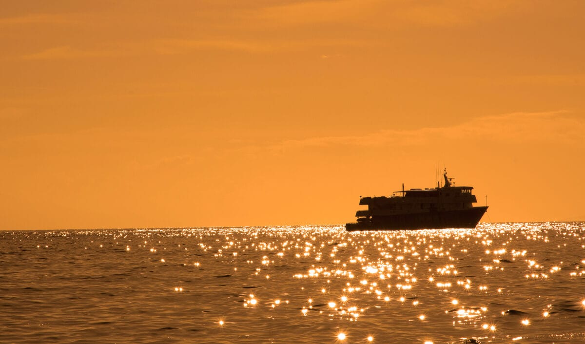 Safari Explorer at sunset in the Hawaiian Islands.